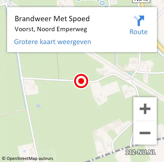 Locatie op kaart van de 112 melding: Brandweer Met Spoed Naar Voorst, Noord Emperweg op 20 juli 2018 12:09