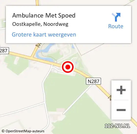 Locatie op kaart van de 112 melding: Ambulance Met Spoed Naar Oostkapelle, Noordweg op 20 juli 2018 12:10