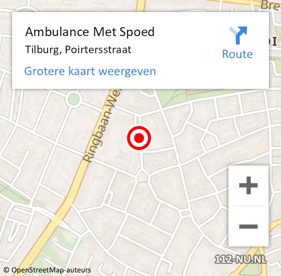 Locatie op kaart van de 112 melding: Ambulance Met Spoed Naar Tilburg, Poirtersstraat op 20 juli 2018 12:13