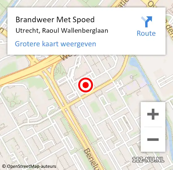 Locatie op kaart van de 112 melding: Brandweer Met Spoed Naar Utrecht, Raoul Wallenberglaan op 20 juli 2018 12:15