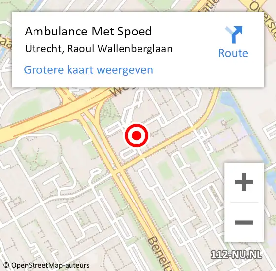 Locatie op kaart van de 112 melding: Ambulance Met Spoed Naar Utrecht, Raoul Wallenberglaan op 20 juli 2018 12:20