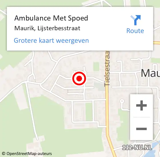 Locatie op kaart van de 112 melding: Ambulance Met Spoed Naar Maurik, Lijsterbesstraat op 20 juli 2018 12:32