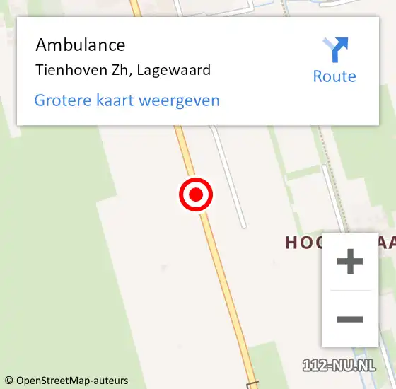 Locatie op kaart van de 112 melding: Ambulance Tienhoven Zh, Lagewaard op 20 juli 2018 12:47