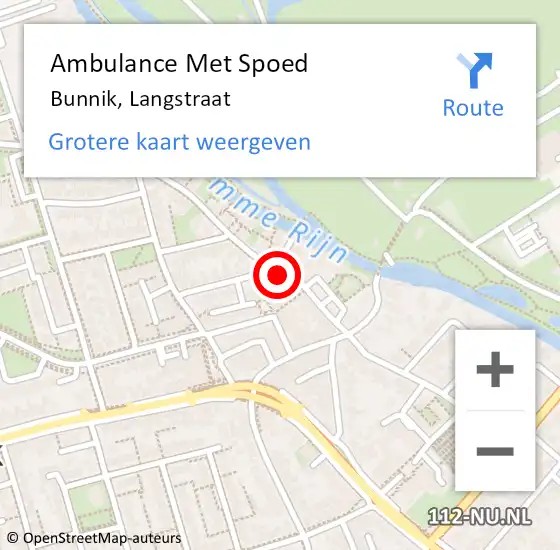 Locatie op kaart van de 112 melding: Ambulance Met Spoed Naar Bunnik, Langstraat op 20 juli 2018 12:49