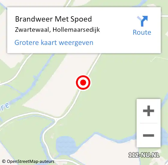 Locatie op kaart van de 112 melding: Brandweer Met Spoed Naar Zwartewaal, Hollemaarsedijk op 20 juli 2018 13:02