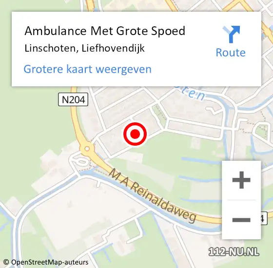 Locatie op kaart van de 112 melding: Ambulance Met Grote Spoed Naar Linschoten, Liefhovendijk op 20 juli 2018 13:13