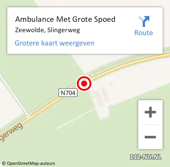 Locatie op kaart van de 112 melding: Ambulance Met Grote Spoed Naar Zeewolde, Slingerweg op 20 juli 2018 13:37