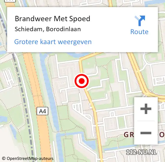 Locatie op kaart van de 112 melding: Brandweer Met Spoed Naar Schiedam, Borodinlaan op 20 juli 2018 14:34