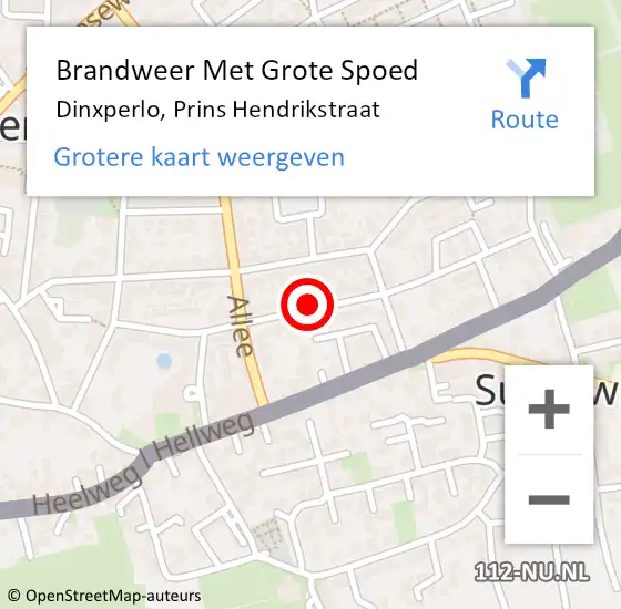 Locatie op kaart van de 112 melding: Brandweer Met Grote Spoed Naar Dinxperlo, Prins Hendrikstraat op 20 juli 2018 15:20