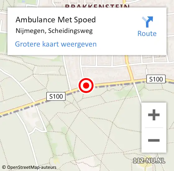 Locatie op kaart van de 112 melding: Ambulance Met Spoed Naar Nijmegen, Scheidingsweg op 20 juli 2018 15:54