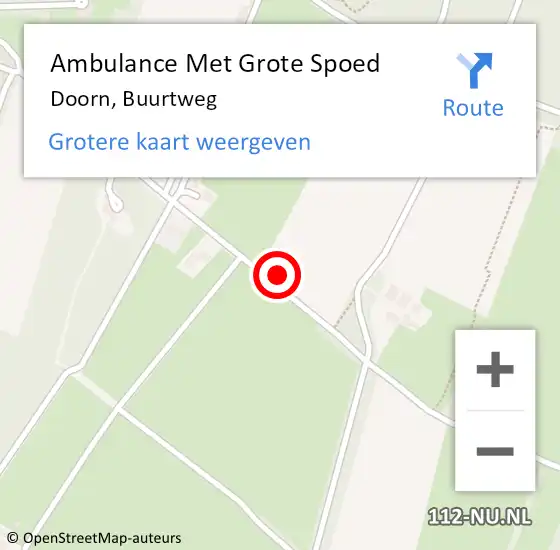 Locatie op kaart van de 112 melding: Ambulance Met Grote Spoed Naar Doorn, Buurtweg op 20 juli 2018 16:01