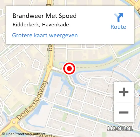 Locatie op kaart van de 112 melding: Brandweer Met Spoed Naar Ridderkerk, Havenkade op 20 juli 2018 16:09