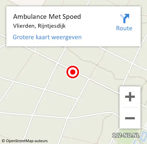 Locatie op kaart van de 112 melding: Ambulance Met Spoed Naar Vlierden, Rijntjesdijk op 20 juli 2018 16:10