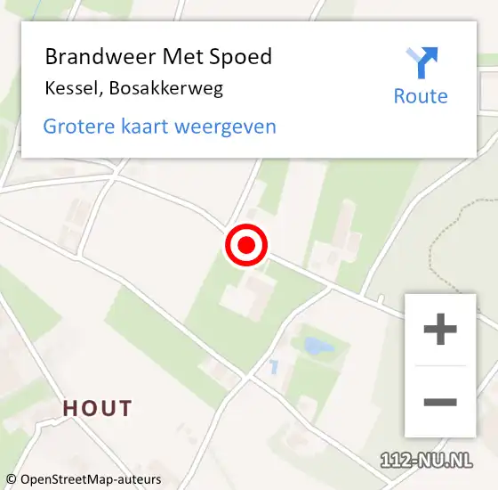 Locatie op kaart van de 112 melding: Brandweer Met Spoed Naar Kessel, Bosakkerweg op 20 juli 2018 17:05