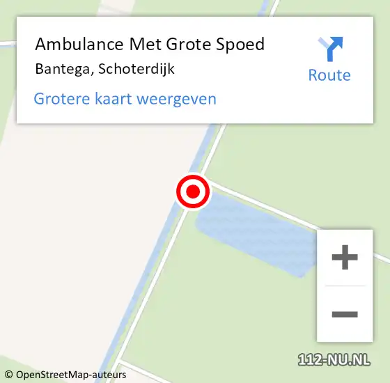Locatie op kaart van de 112 melding: Ambulance Met Grote Spoed Naar Bantega, Schoterdijk op 20 juli 2018 17:07
