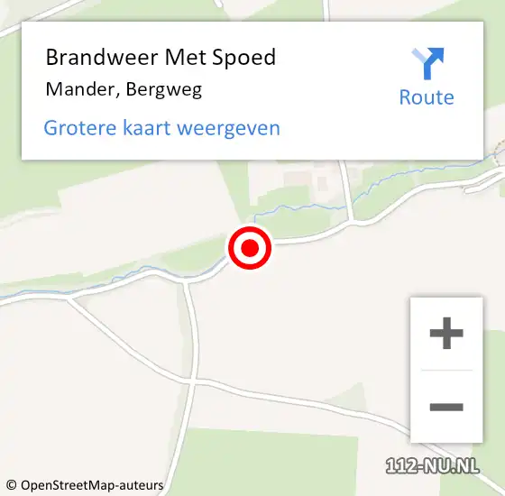 Locatie op kaart van de 112 melding: Brandweer Met Spoed Naar Mander, Bergweg op 20 juli 2018 17:28