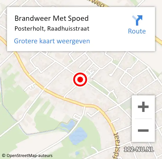 Locatie op kaart van de 112 melding: Brandweer Met Spoed Naar Posterholt, Raadhuisstraat op 20 juli 2018 17:51
