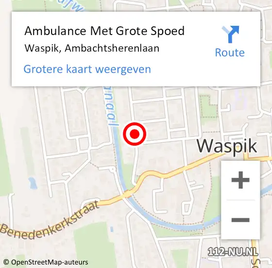 Locatie op kaart van de 112 melding: Ambulance Met Grote Spoed Naar Waspik, Ambachtsherenlaan op 20 juli 2018 18:48