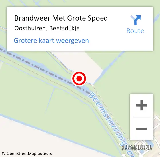 Locatie op kaart van de 112 melding: Brandweer Met Grote Spoed Naar Oosthuizen, Beetsdijkje op 20 juli 2018 18:49