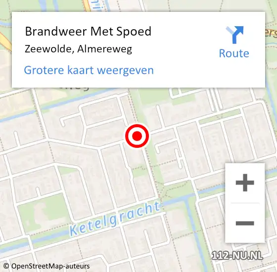 Locatie op kaart van de 112 melding: Brandweer Met Spoed Naar Zeewolde, Almereweg op 20 juli 2018 19:06