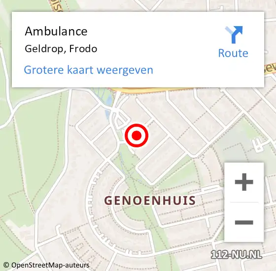 Locatie op kaart van de 112 melding: Ambulance Geldrop, Frodo op 20 juli 2018 19:50