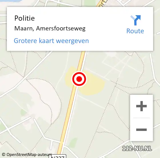 Locatie op kaart van de 112 melding: Politie Maarn, Amersfoortseweg op 3 maart 2014 15:43