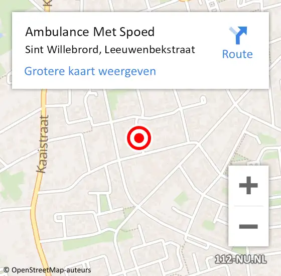 Locatie op kaart van de 112 melding: Ambulance Met Spoed Naar Sint Willebrord, Leeuwenbekstraat op 20 juli 2018 21:24