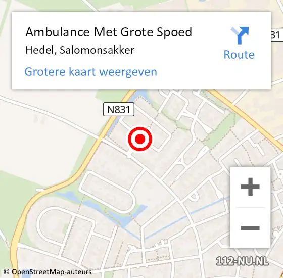 Locatie op kaart van de 112 melding: Ambulance Met Grote Spoed Naar Hedel, Salomonsakker op 20 juli 2018 22:13