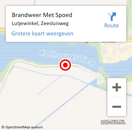 Locatie op kaart van de 112 melding: Brandweer Met Spoed Naar Lutjewinkel, Zeesluisweg op 20 juli 2018 22:25