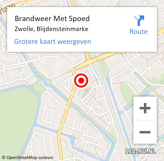 Locatie op kaart van de 112 melding: Brandweer Met Spoed Naar Zwolle, Blijdensteinmarke op 20 juli 2018 22:35