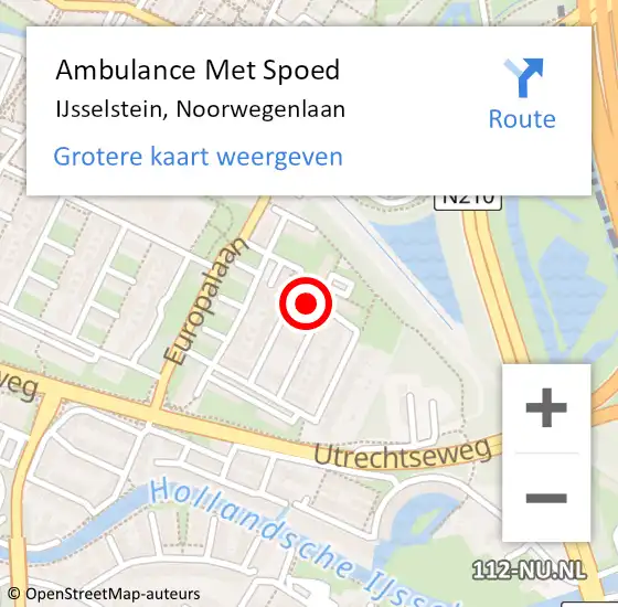 Locatie op kaart van de 112 melding: Ambulance Met Spoed Naar IJsselstein, Noorwegenlaan op 20 juli 2018 22:43