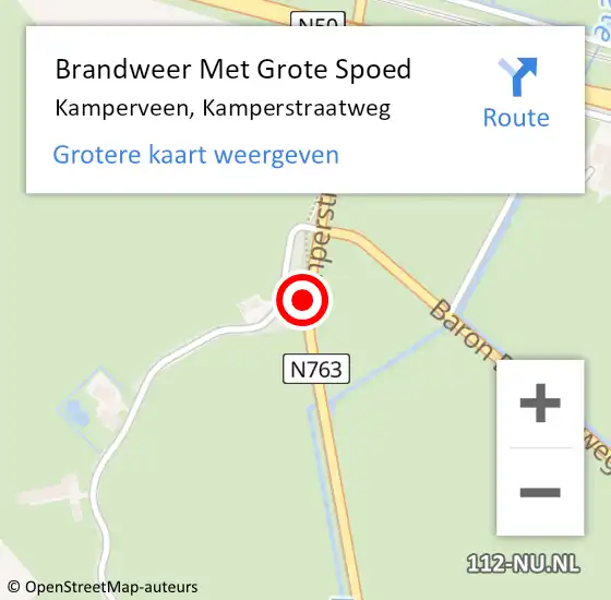 Locatie op kaart van de 112 melding: Brandweer Met Grote Spoed Naar Kamperveen, Kamperstraatweg op 20 juli 2018 22:56