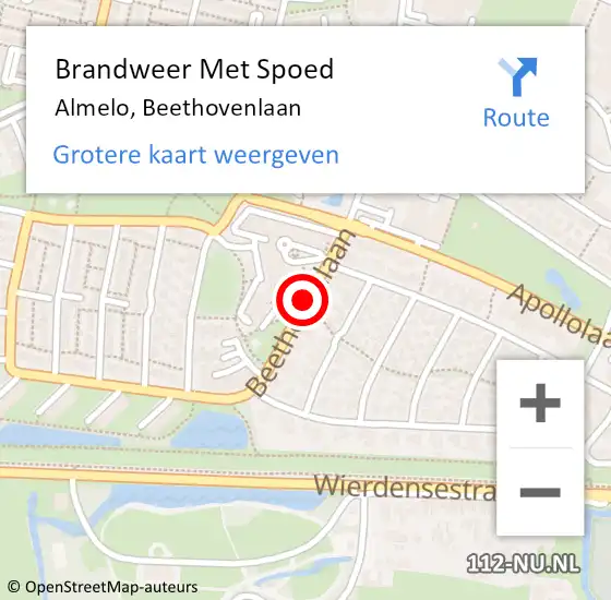 Locatie op kaart van de 112 melding: Brandweer Met Spoed Naar Almelo, Beethovenlaan op 20 juli 2018 23:22