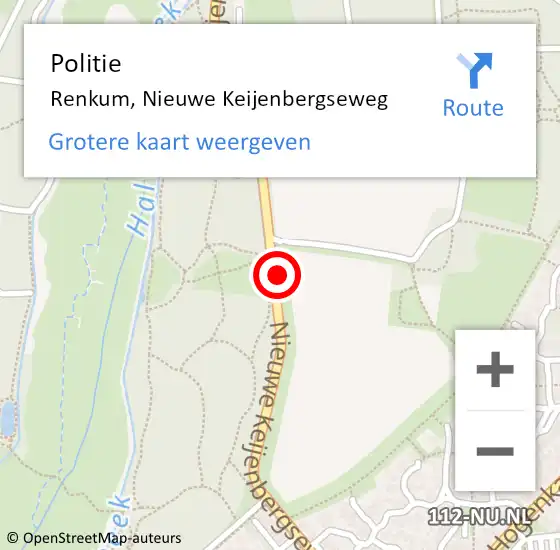 Locatie op kaart van de 112 melding: Politie Renkum, Nieuwe Keijenbergseweg op 20 juli 2018 23:25