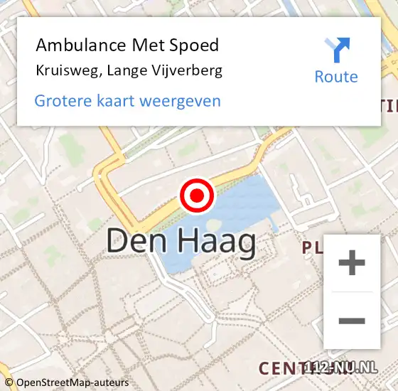 Locatie op kaart van de 112 melding: Ambulance Met Spoed Naar Kruisweg, Lange Vijverberg op 20 juli 2018 23:28