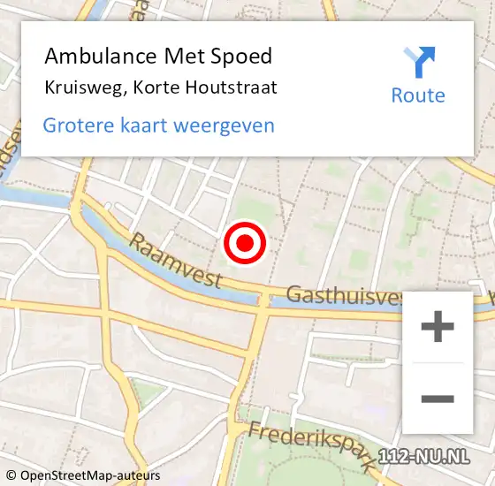 Locatie op kaart van de 112 melding: Ambulance Met Spoed Naar Kruisweg, Korte Houtstraat op 20 juli 2018 23:31
