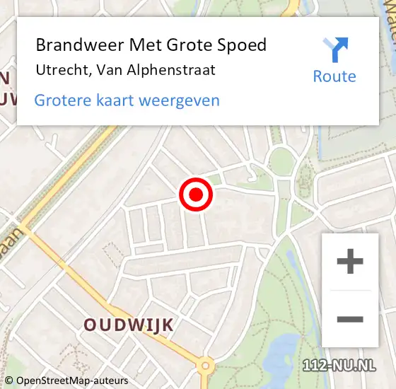 Locatie op kaart van de 112 melding: Brandweer Met Grote Spoed Naar Utrecht, Van Alphenstraat op 20 juli 2018 23:31