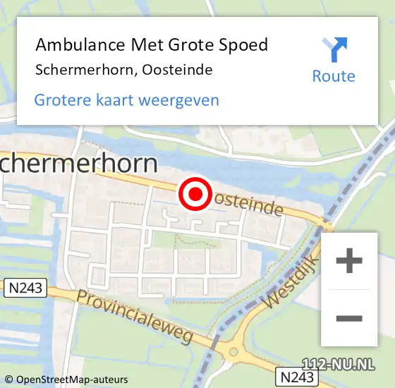 Locatie op kaart van de 112 melding: Ambulance Met Grote Spoed Naar Schermerhorn, Oosteinde op 21 juli 2018 00:16