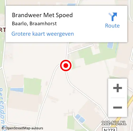 Locatie op kaart van de 112 melding: Brandweer Met Spoed Naar Baarlo, Braamhorst op 21 juli 2018 00:32