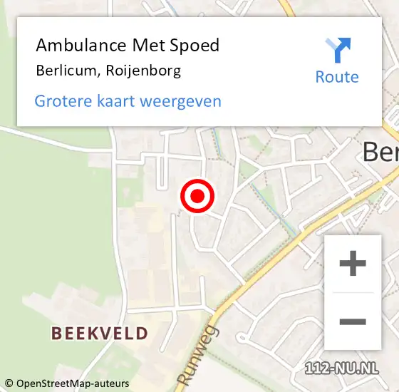 Locatie op kaart van de 112 melding: Ambulance Met Spoed Naar Berlicum, Roijenborg op 21 juli 2018 01:43