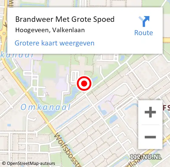 Locatie op kaart van de 112 melding: Brandweer Met Grote Spoed Naar Hoogeveen, Valkenlaan op 21 juli 2018 02:02