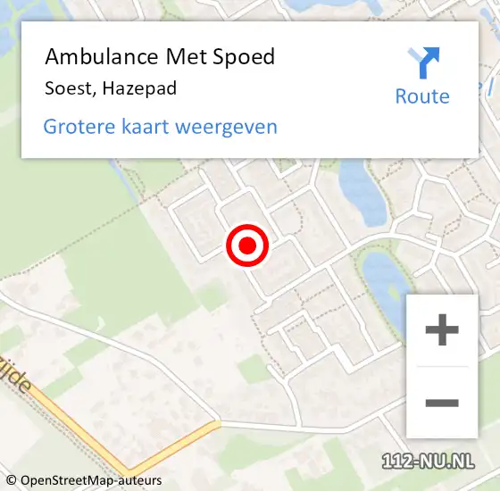 Locatie op kaart van de 112 melding: Ambulance Met Spoed Naar Soest, Hazepad op 21 juli 2018 02:24