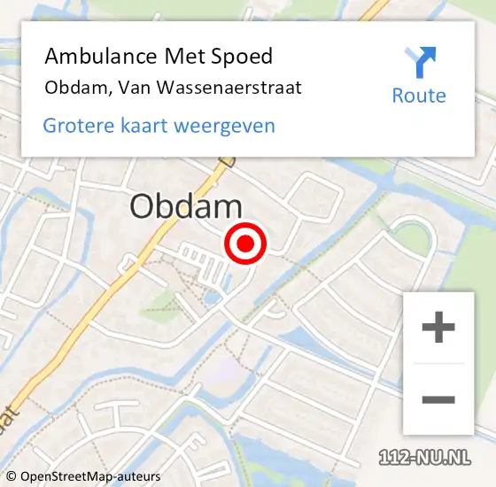 Locatie op kaart van de 112 melding: Ambulance Met Spoed Naar Obdam, Van Wassenaerstraat op 21 juli 2018 02:36