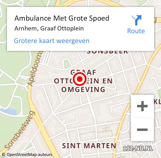 Locatie op kaart van de 112 melding: Ambulance Met Grote Spoed Naar Arnhem, Graaf Ottoplein op 21 juli 2018 02:40