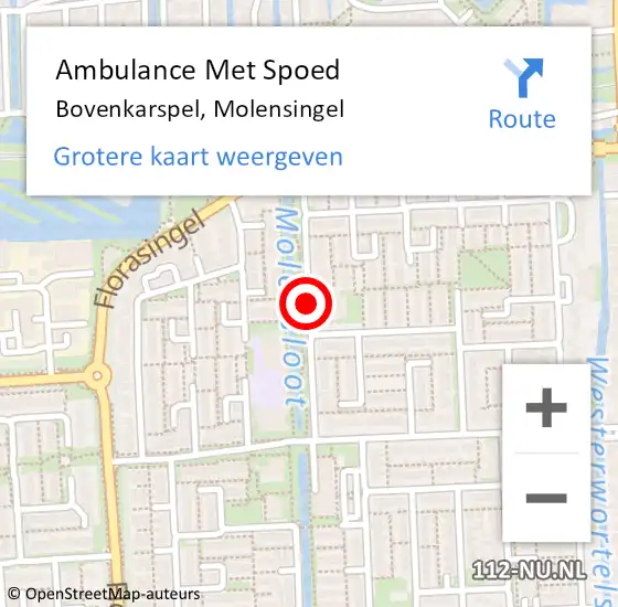 Locatie op kaart van de 112 melding: Ambulance Met Spoed Naar Bovenkarspel, Molensingel op 21 juli 2018 03:32