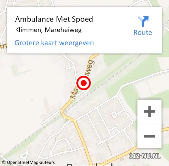 Locatie op kaart van de 112 melding: Ambulance Met Spoed Naar Klimmen, Mareheiweg op 3 maart 2014 16:07