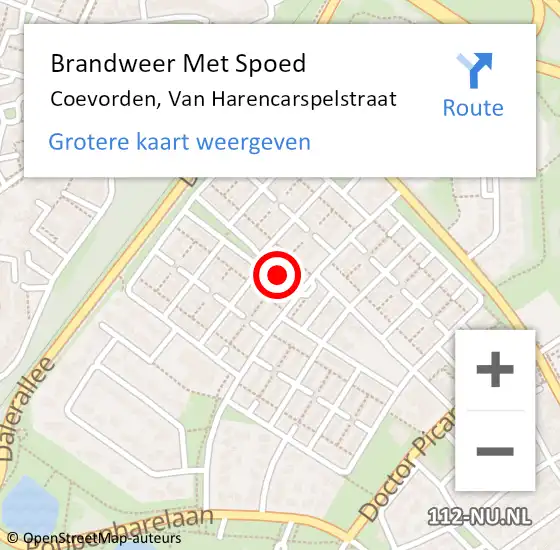 Locatie op kaart van de 112 melding: Brandweer Met Spoed Naar Coevorden, Van Harencarspelstraat op 21 juli 2018 04:03