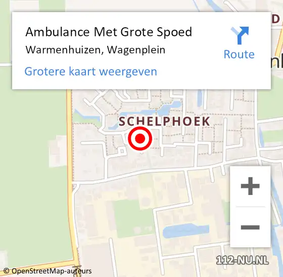 Locatie op kaart van de 112 melding: Ambulance Met Grote Spoed Naar Warmenhuizen, Wagenplein op 21 juli 2018 05:18