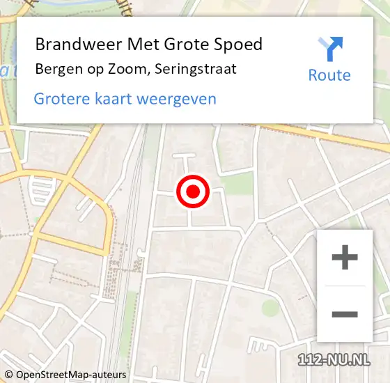 Locatie op kaart van de 112 melding: Brandweer Met Grote Spoed Naar Bergen op Zoom, Seringstraat op 21 juli 2018 06:08