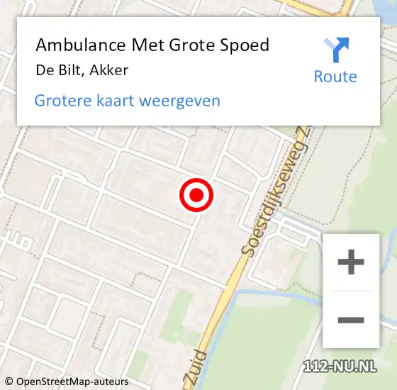 Locatie op kaart van de 112 melding: Ambulance Met Grote Spoed Naar De Bilt, Akker op 21 juli 2018 06:45
